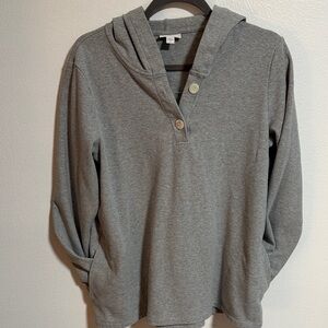 Stylish Pure Jill A-line Gray Buttoned Hoodie